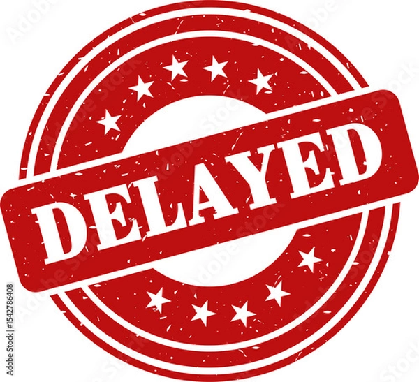Fototapeta Delayed red stamp, Stamp round style