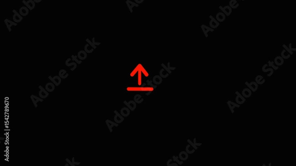 Fototapeta Up Direction Arrow Icon. Loading Icon With Technology Glitch. Arrow move in to line and download flat icon.