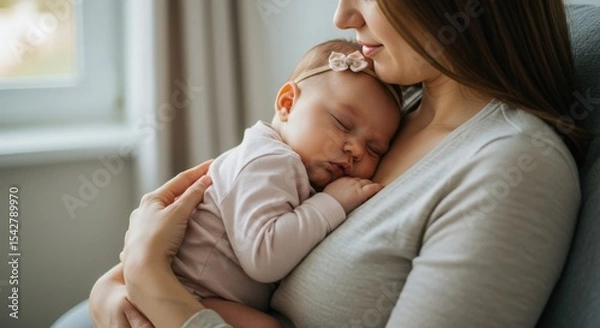 Obraz baby sleeping with mother