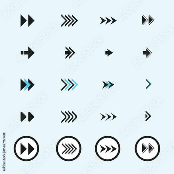 Fototapeta Arrow icon set. Arrow. Cursor. Arrow vector collection. Collection different arrow signs. Black arrows icons. Arrows collection.
