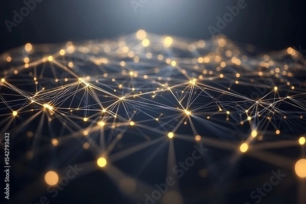 Fototapeta Abstract network background with connected dots and lines for technology and science