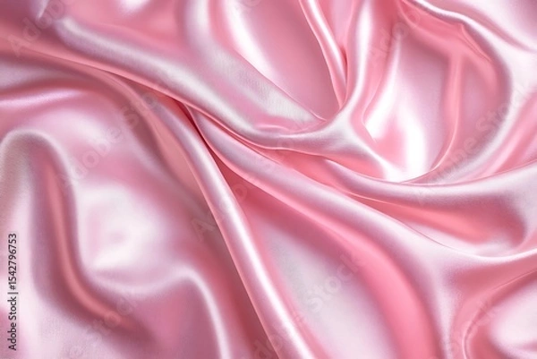 Fototapeta Luxury pink silk fabric background with soft folds and elegant waves for fashion design
