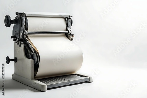 Fototapeta Vintage paper plotter machine with blank sheet for architectural drawings and blueprints