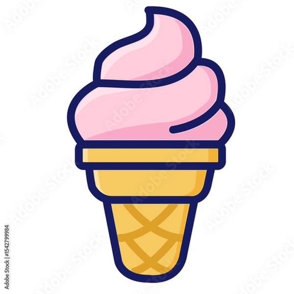Fototapeta 	A cute soft serve ice cream icon with transparent background. Ideal for summer-themed UI, stickers, banners, or social media content.