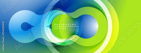 Fototapeta Abstract design features flowing shapes, vibrant blue, green hues. Modern composition creates dynamic visual effect.