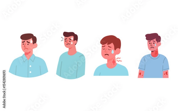 Obraz Flat Medical Illustration of Meningitis Signs and Symptoms on White Background