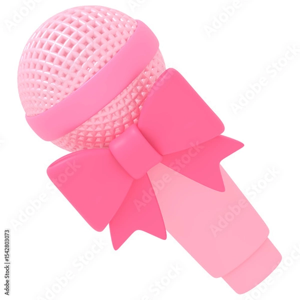 Obraz リボンのついた可愛いピンクのマイク