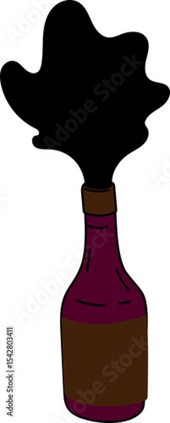 Obraz Hand Drawn Doodle of Grapes, Wine Bottles, Glasses, Corkscrews and Barrels – Winery and Vineyard Themed Vector Set