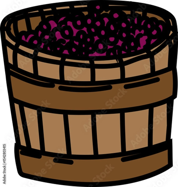 Obraz Hand Drawn Doodle of Grapes, Wine Bottles, Glasses, Corkscrews and Barrels – Winery and Vineyard Themed Vector Set