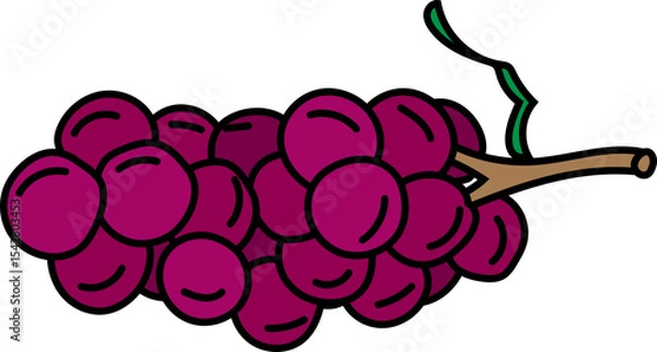 Obraz Hand Drawn Doodle of Grapes, Wine Bottles, Glasses, Corkscrews and Barrels – Winery and Vineyard Themed Vector Set