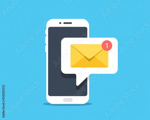 Fototapeta Smartphone notification concept illustrating unread email and digital communication technology vector graphic design representing new message alerts