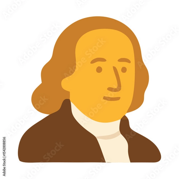 Fototapeta Portrait of Benjamin Franklin, esteemed founding father of America. Suitable for historical projects, educational materials, and patriotic designs.