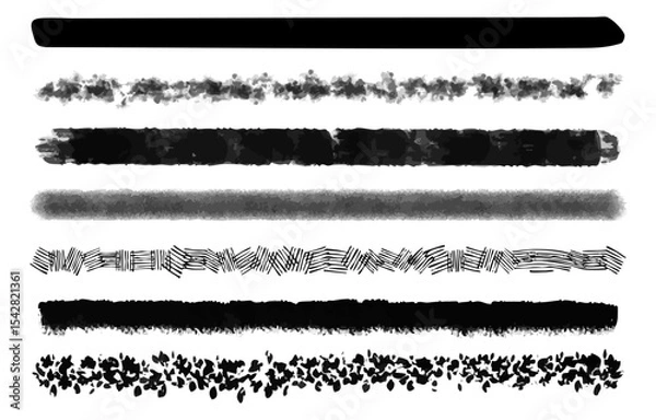 Fototapeta Japanese Ink Brush Stroke Line Set - Traditional Design Elements