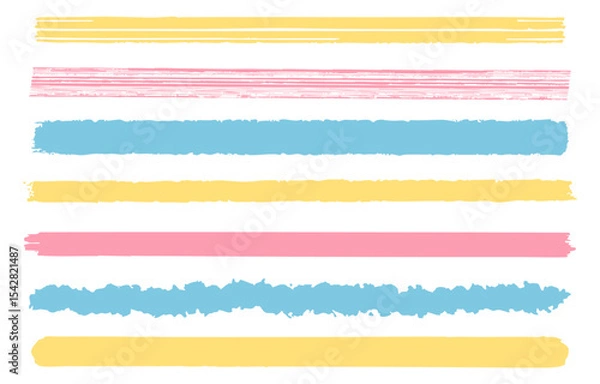 Fototapeta Colorful hand-painted style brush line set