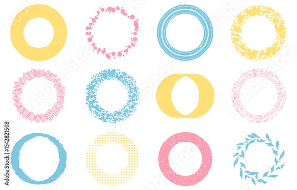 Fototapeta Colorful hand-painted circular frame set