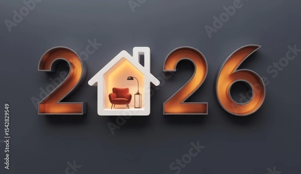 Obraz Year 2026 Home Interior Design Concept with Warm Lighting