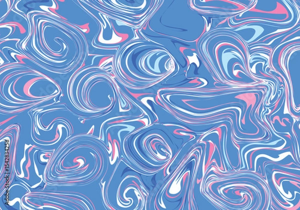 Obraz Blue pink white vibrant abstract liquid dynamic gradient waves background. Fluid marble texture isolated on transparent background. Modern cover design with copy space for text.