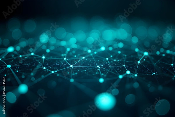 Fototapeta Adaptive Machine Learning Optimizer Connections in Radiant Cyan Overlays with Shallow Focus
