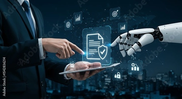 Fototapeta AI-Powered Contract Security Automating Legal Agreements For Efficiency Future