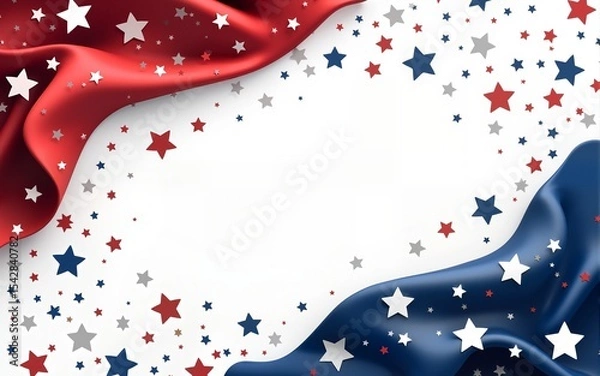 Obraz Independence day abstract background with elements of the american flag in red and blue colors. High quality