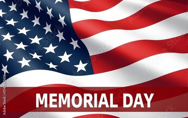 Fototapeta American flag with the text Memorial day. High quality