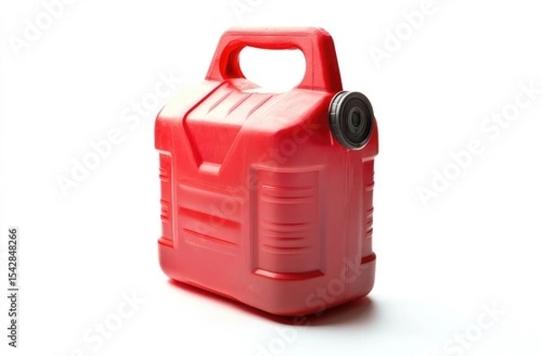 Obraz Red plastic fuel can, angled, isolated