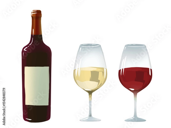 Fototapeta ワインボトルとワイングラス