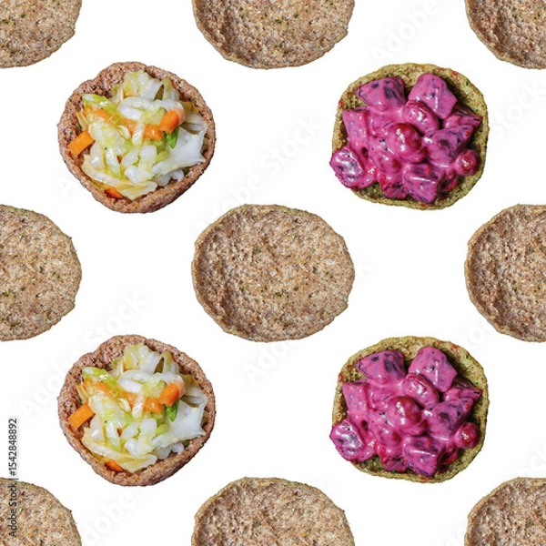 Obraz Rye bread toasts on a white background as a pattern