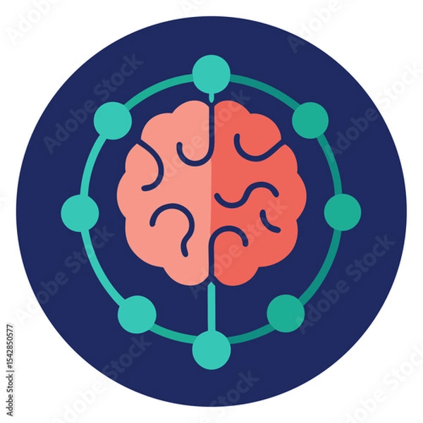 Fototapeta Human brain connected network icon graphic
