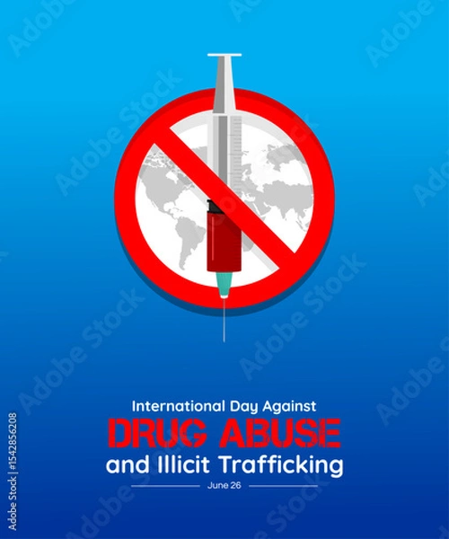 Obraz International Day Against Drug Abuse and Illicit Trafficking illustration – Anti-narcotics awareness poster template to avoid drug use.