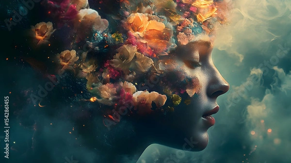 Fototapeta Synergy of Mind and Cosmos in Surreal Space Geometry