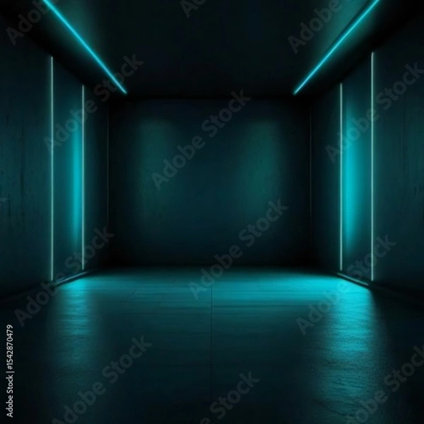 Fototapeta empty room with blue wall