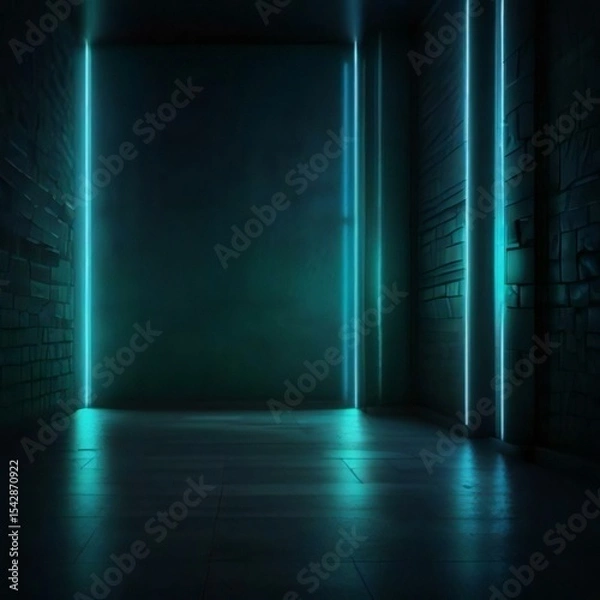 Fototapeta empty room with blue wall