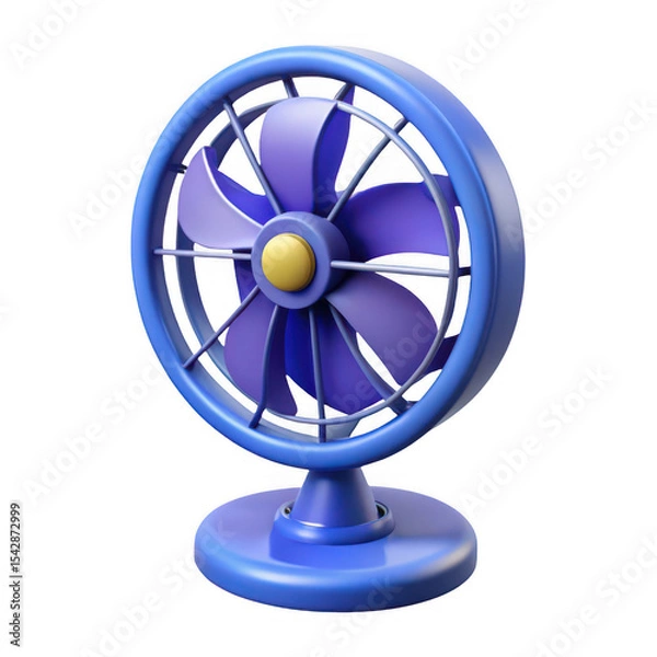 Fototapeta A blue and purple table fan isolated on transparent background