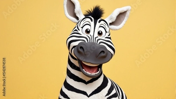 Obraz A cartoon zebra with a big smile on its face