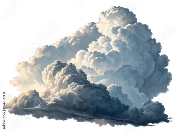 Fototapeta A large cumulonimbus cloud formation is isolated on transparent background