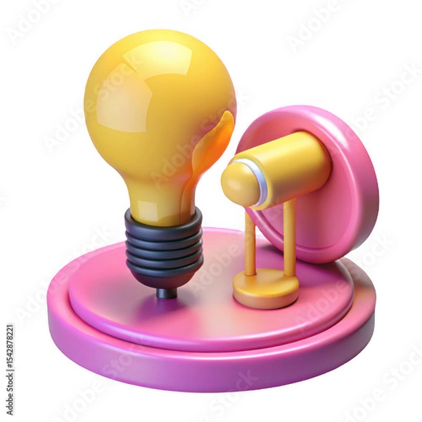 Obraz 3d lightbulb and lamp model isolated on transparent background