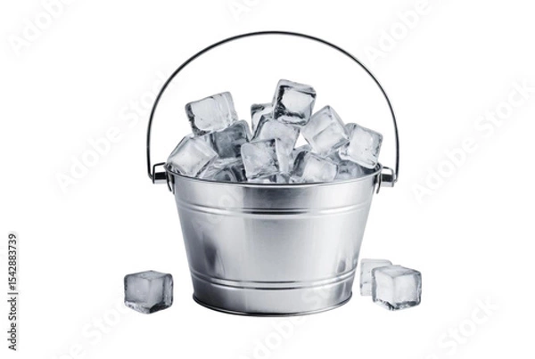 Obraz Metal bucket filled with glistening ice cubes chilling summer drinks
