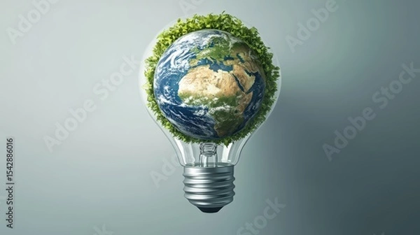 Obraz Earth Inside a Light Bulb Symbolizing Eco Friendly Innovation Sustainable Green Energy Concept