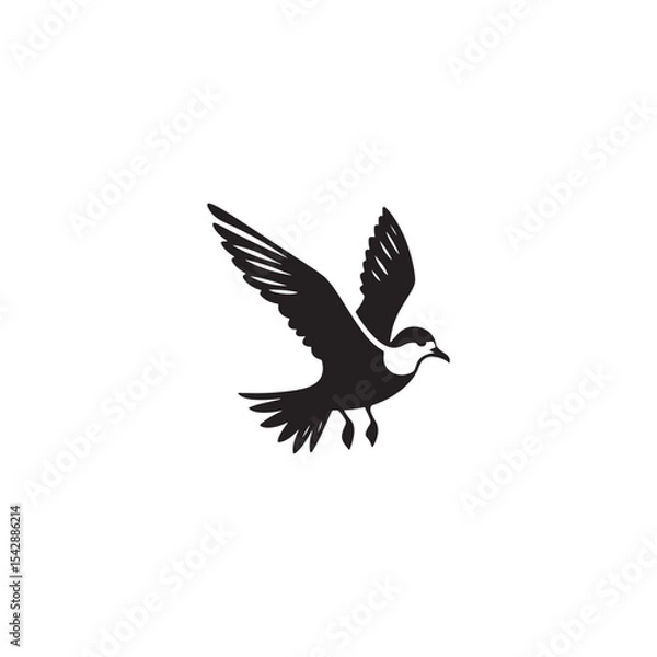 Fototapeta Gliding Petrel Silhouette Vector Art – Graceful Seabird Design with Outstretched Wings, Minimalist Black Outline Ideal for Ocean Wildlife Themes, Nautical Graphics, Logos, and Decor

