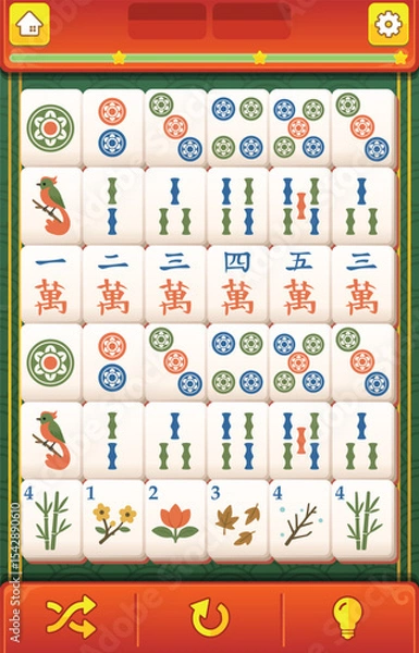 Fototapeta Mahjong game assets pack game screen