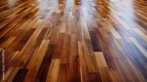 Obraz Close-up of a polished hardwood floor with detailed wood grain and warm brown tones ideal for interior design and home decor