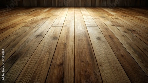 Obraz Close-up view of a polished wooden floor with natural grain and warm tones in a modern interior setting
