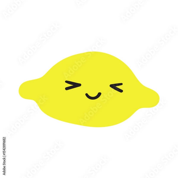 Fototapeta Lemon Laughs. Whimsical Fruit Character. Hand drawn vector illustration on white background.
