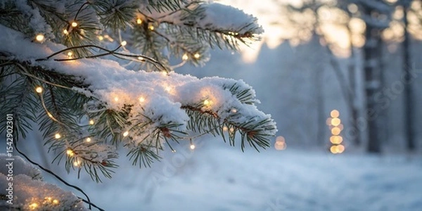 Fototapeta Hearth of Pines – Pathway Lit by the Quiet Fire of Winter