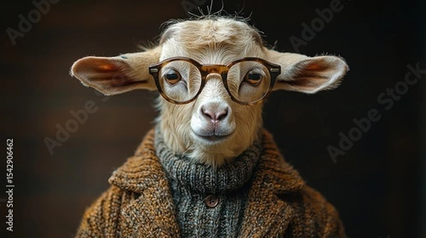 Obraz A goat wearing glasses and a stylish coat.