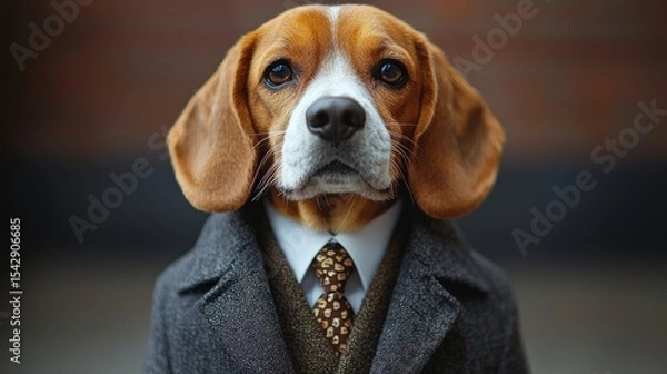 Obraz A beagle wearing a sophisticated suit.