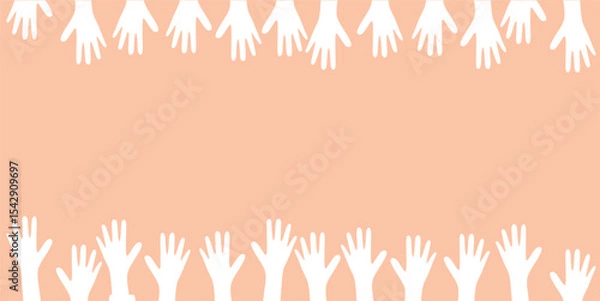 Fototapeta Friendship theme background, children's day, tolerance day, unity day, cooperation, with hand and skin color elements and with negative area for text