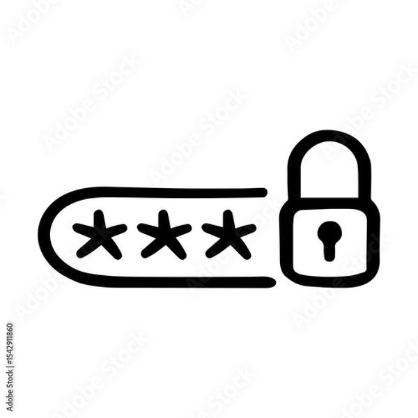 Obraz Password doodle vector icon