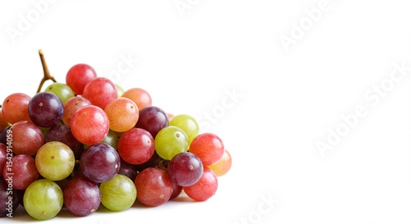 Fototapeta Mixed Color Grapes on White Background – Fresh Juicy Fruit Variety Closeup